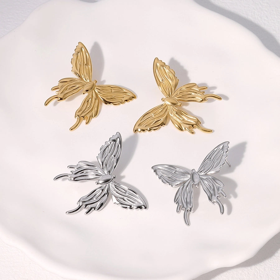 Butterfly Earrings [304 Stainless Steel,18K Gold Plated]