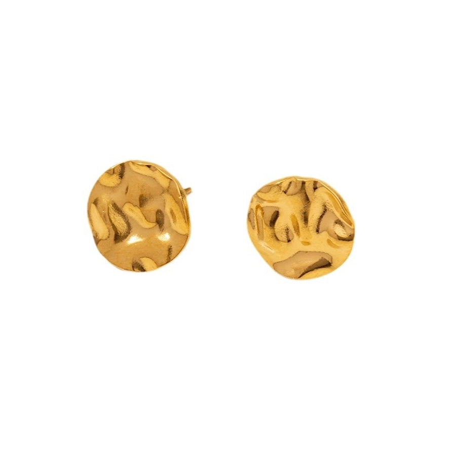 Round Plating Ear Studs [304 Stainless Steel,18K Gold Plated]