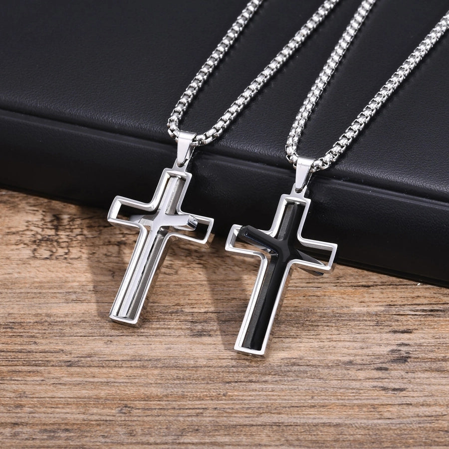 Classic Style Cross Pendant Necklace [304 Stainless Steel]