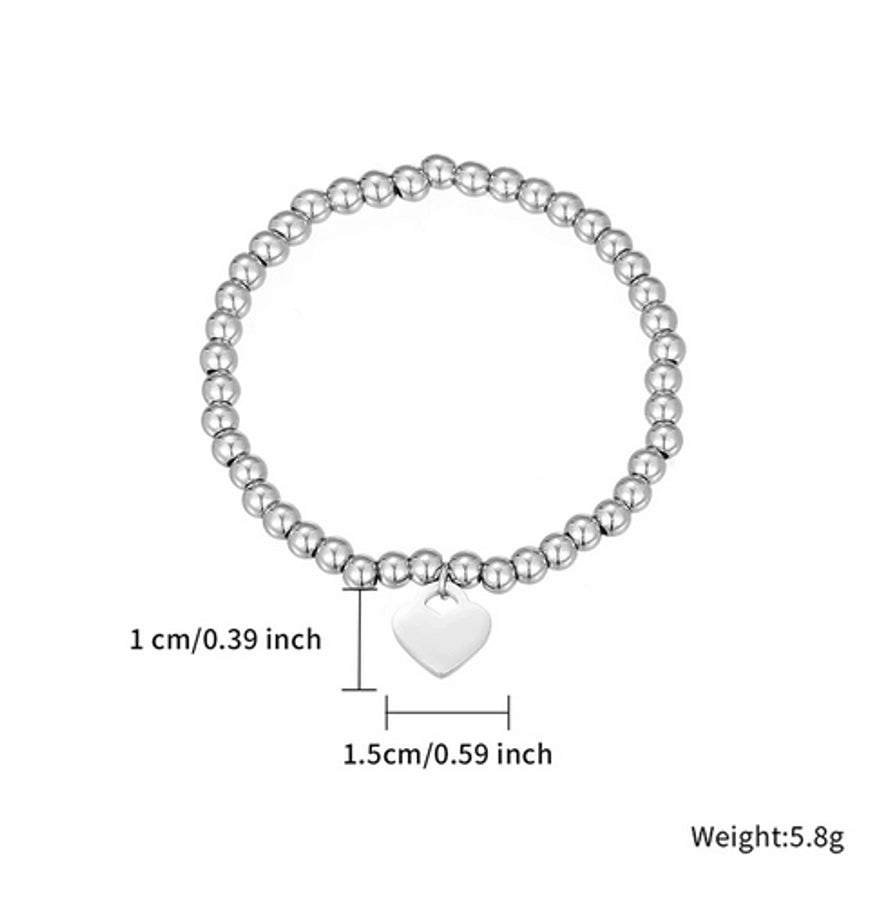 Round Beads Heart Shape Bracelet [304 Stainless Steel]