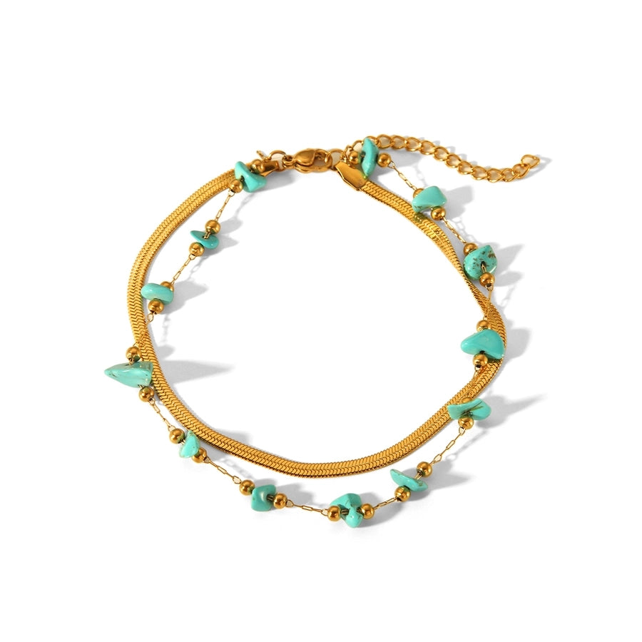 Turquoise Stones Anklet [304 Stainless Steel]