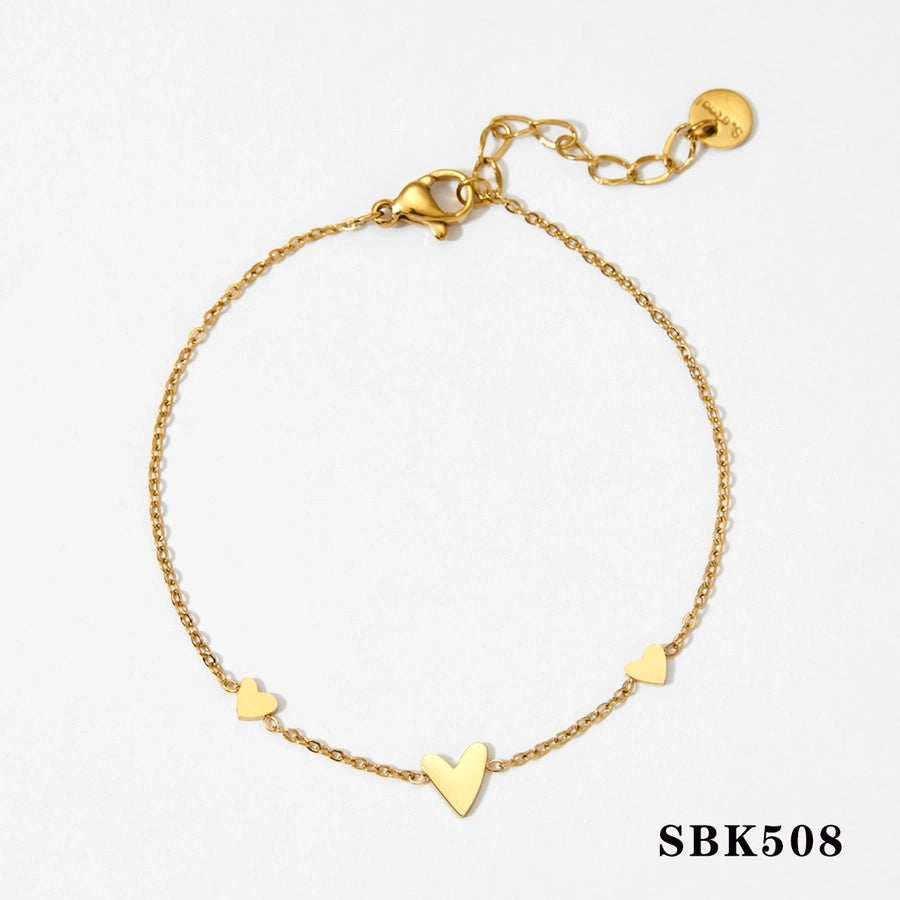 Heart Shape Bracelet/Anklet/Necklace [304,316 Stainless Steel,16K Gold Plated]