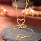 Heart Shape Zircon Bracelet/Necklace [304 Stainless Steel, 18K Gold Plated]