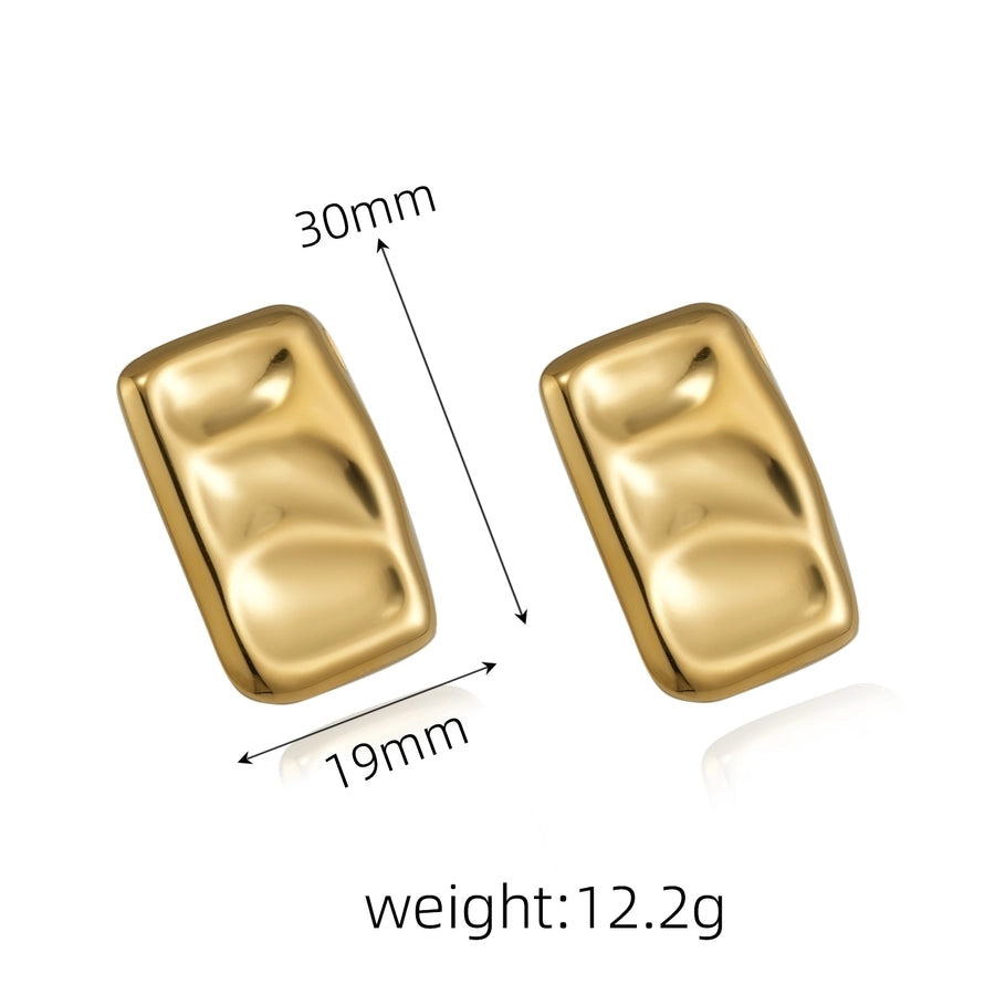 Matte Square Rectangle Earrings [304 Stainless Steel,18K Gold Plated]