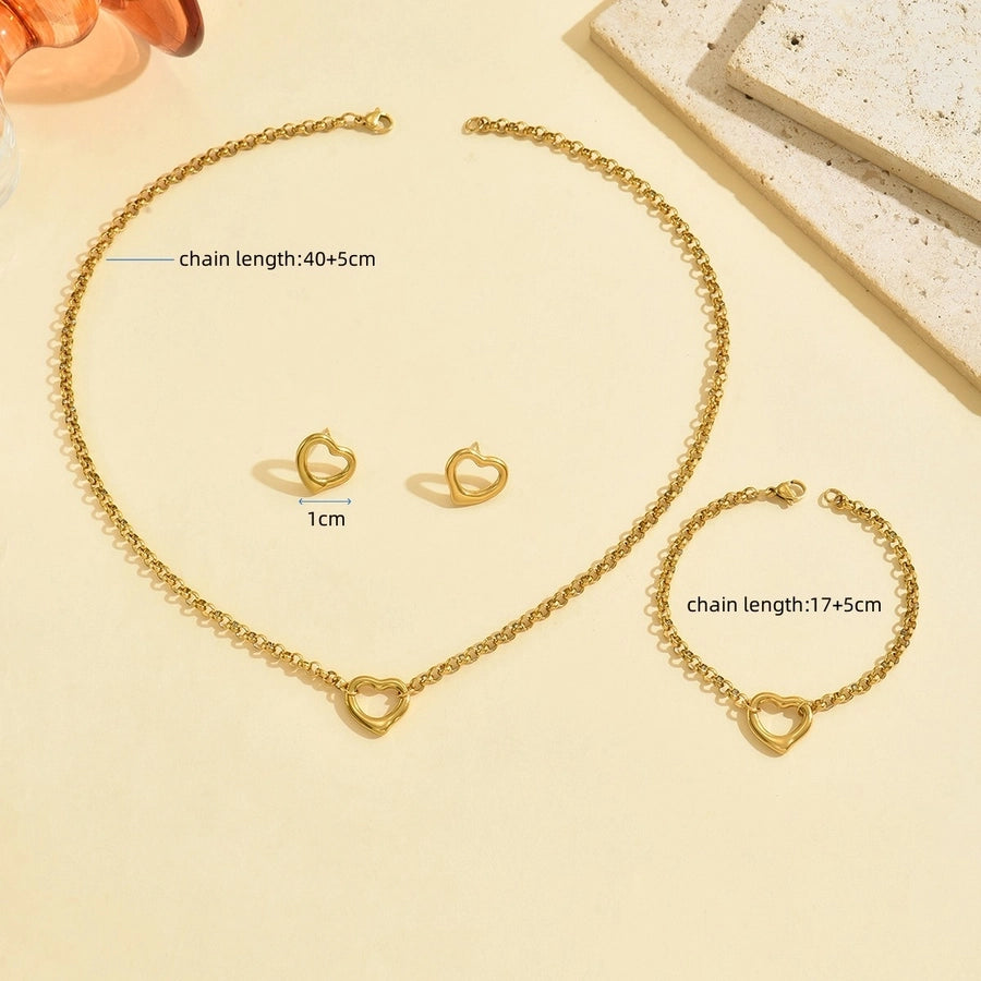 Heart Shape Jewelry Set [304 Stainless Steel]