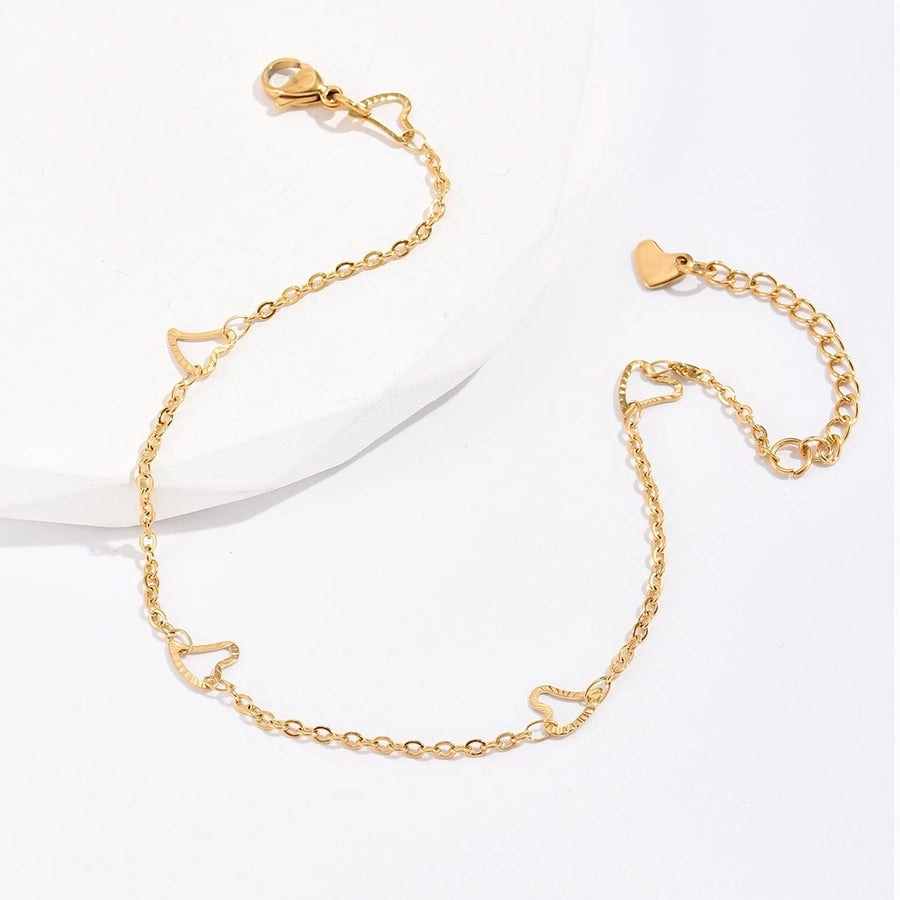 Hollow Hearts Anklet [201 Stainless Steel, 18K Gold Plated]