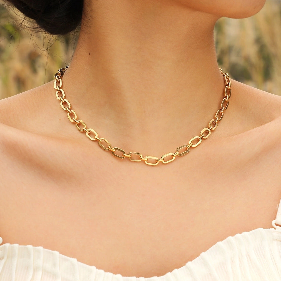 Cable Chain Bracelet/Necklace [304 Stainless Steel,18K Gold Plated]