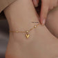 Heart Shape Artificial Rhinestones Anklet [304 Stainless Steel, 18K Gold Plated]