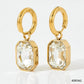 Square Zircon Drop Earrings [304 Stainless Steel,16K Gold Plated]