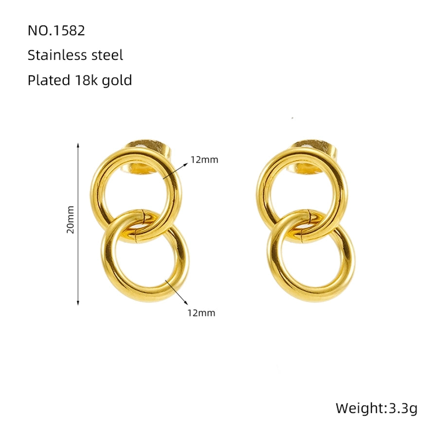 Mix Design Drop Earrings [304 Stainless Steel, 18K Gold Plated]