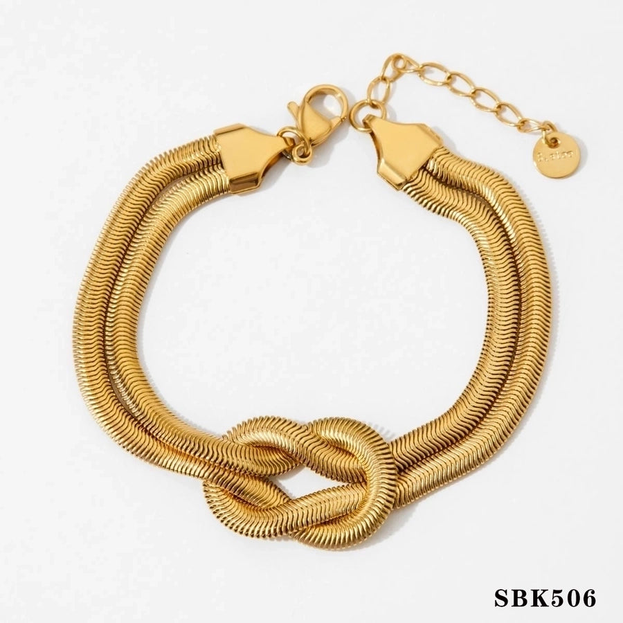 Bracciale/orecchini/collana a nodo casual [acciaio inossidabile 304, oro 16K placcato]