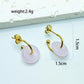 Green Pink Stone Hoop Earrings [304 Stainless Steel,18K Gold Plated]