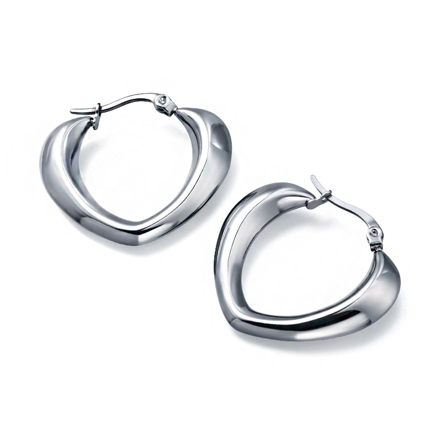 Heart Shape Hoop Earrings [304 Stainless Steel,18K Gold Plated]