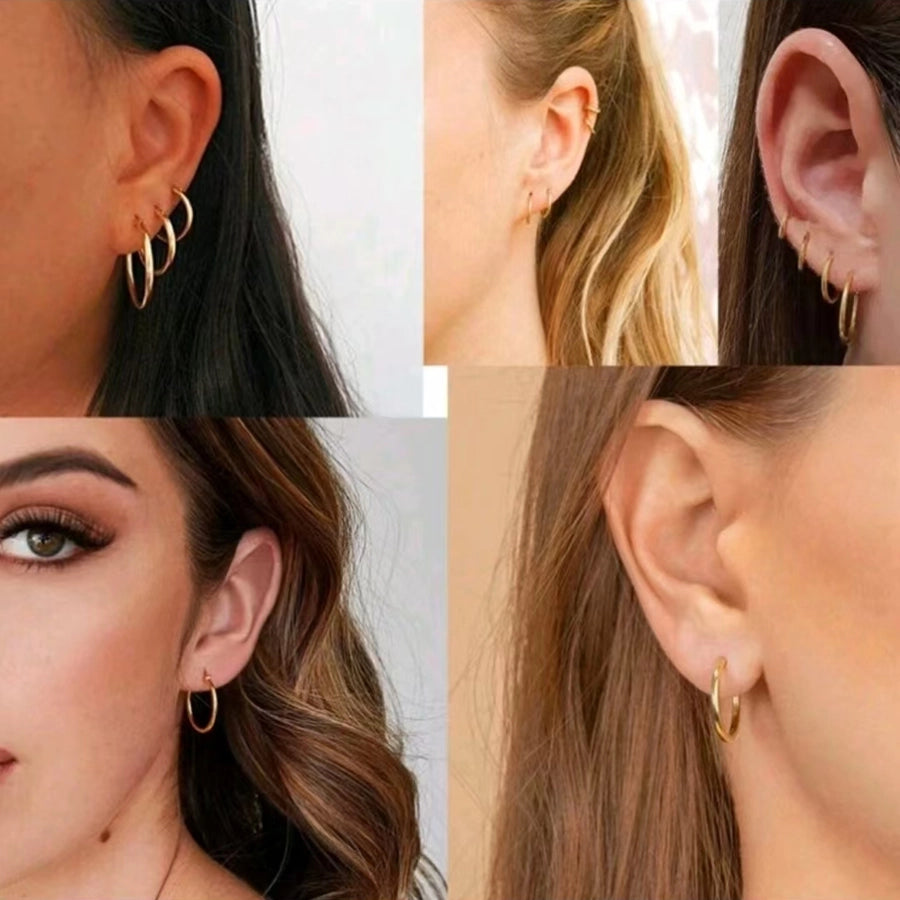 Pack of 6 Hoop Earrings [201 Stainless Steel]