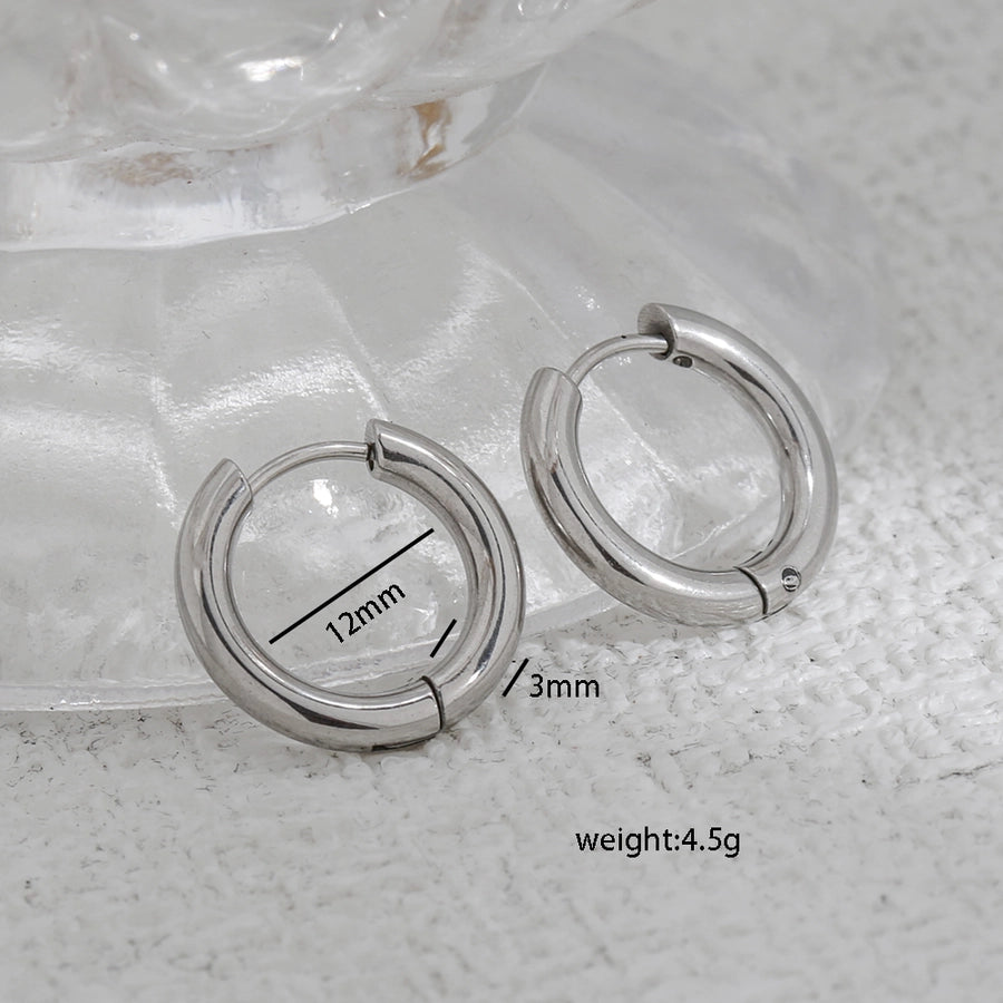 Round Hoop Earrings [304 Stainless Steel]