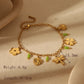 Four Leaf Clover Flower/Dragonfly Bracelets [304 Stainless Steel, 18K Gold Plated]