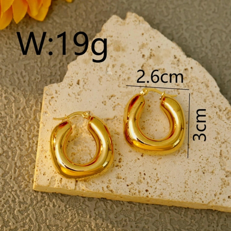 Round Square Frill Earrings [304 Stainless Steel]