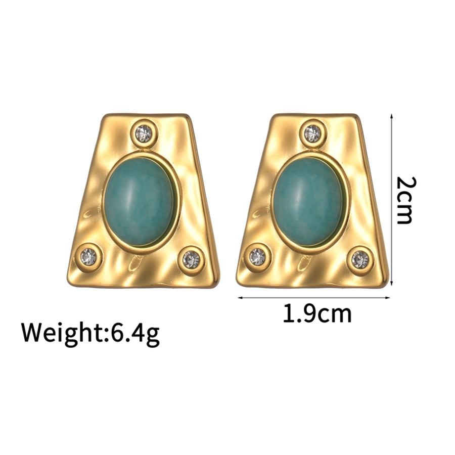 Trapezoid Irregular Rhinestones Earrings [304 Stainless Steel, 18K Gold Plated]