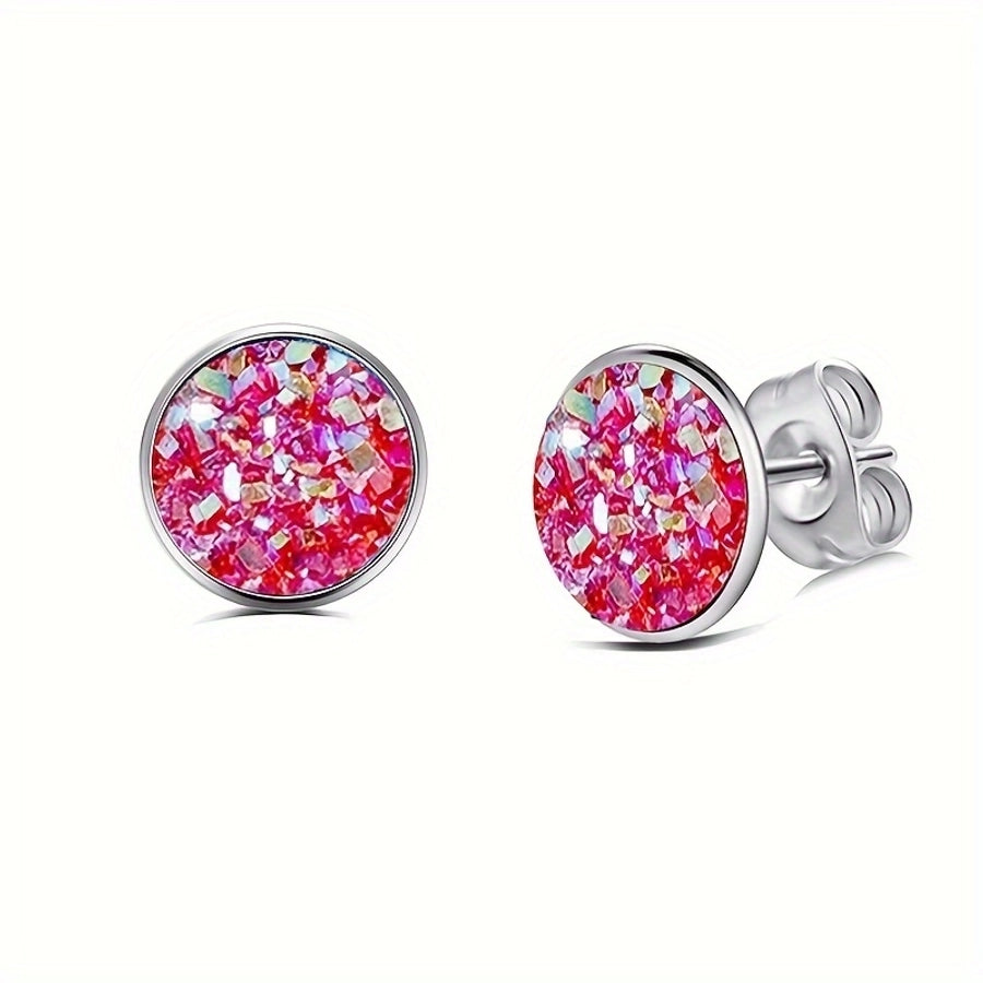 Colored Acrylic Stud Earrings [304 Stainless Steel]