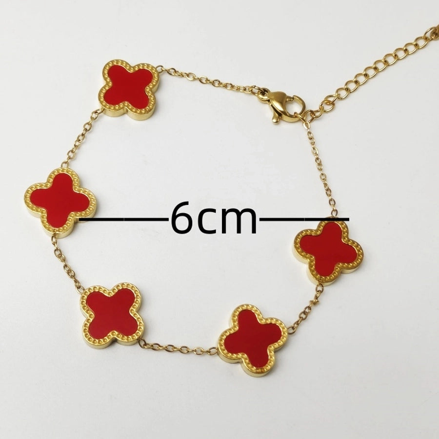 Four Leaf Clover  Bracelets [304 Stainless Steel, 18K Gold Plated]