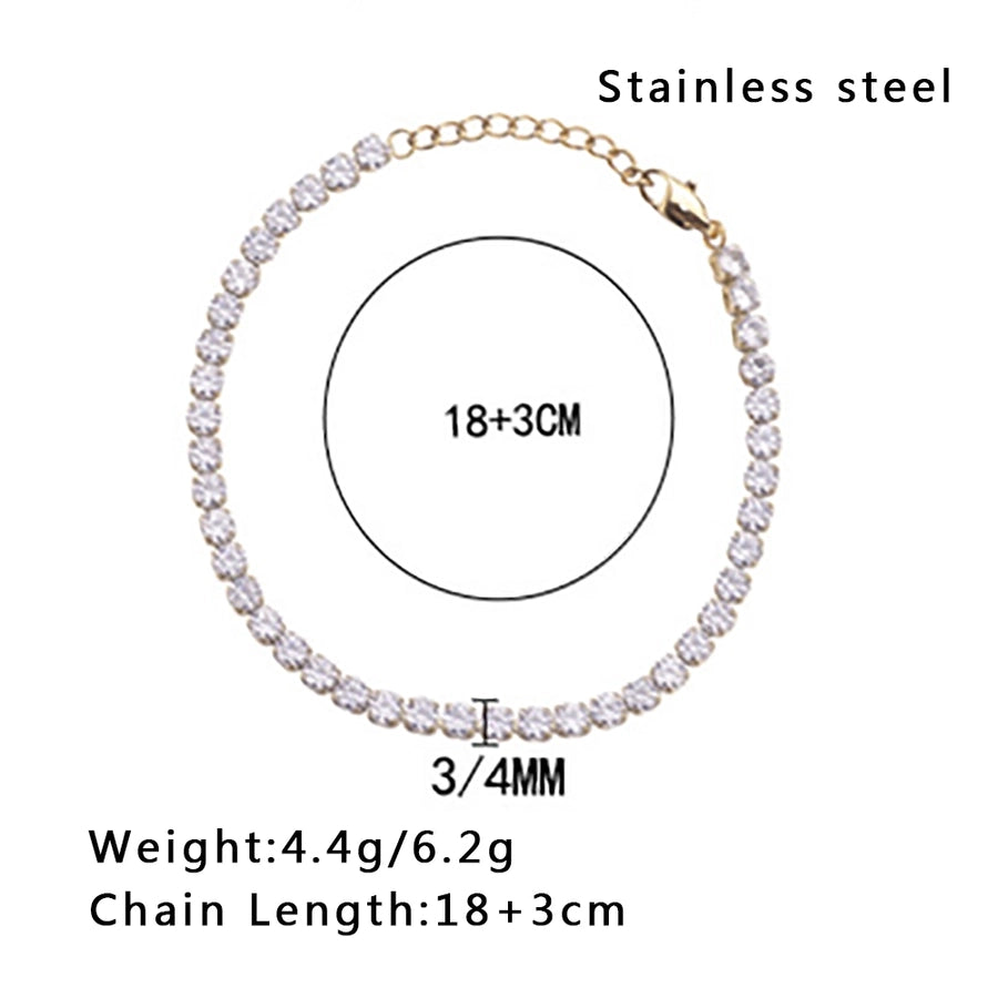 Square Zircon Chain Bracelet [304 Stainless Steel,18K Gold Plated]