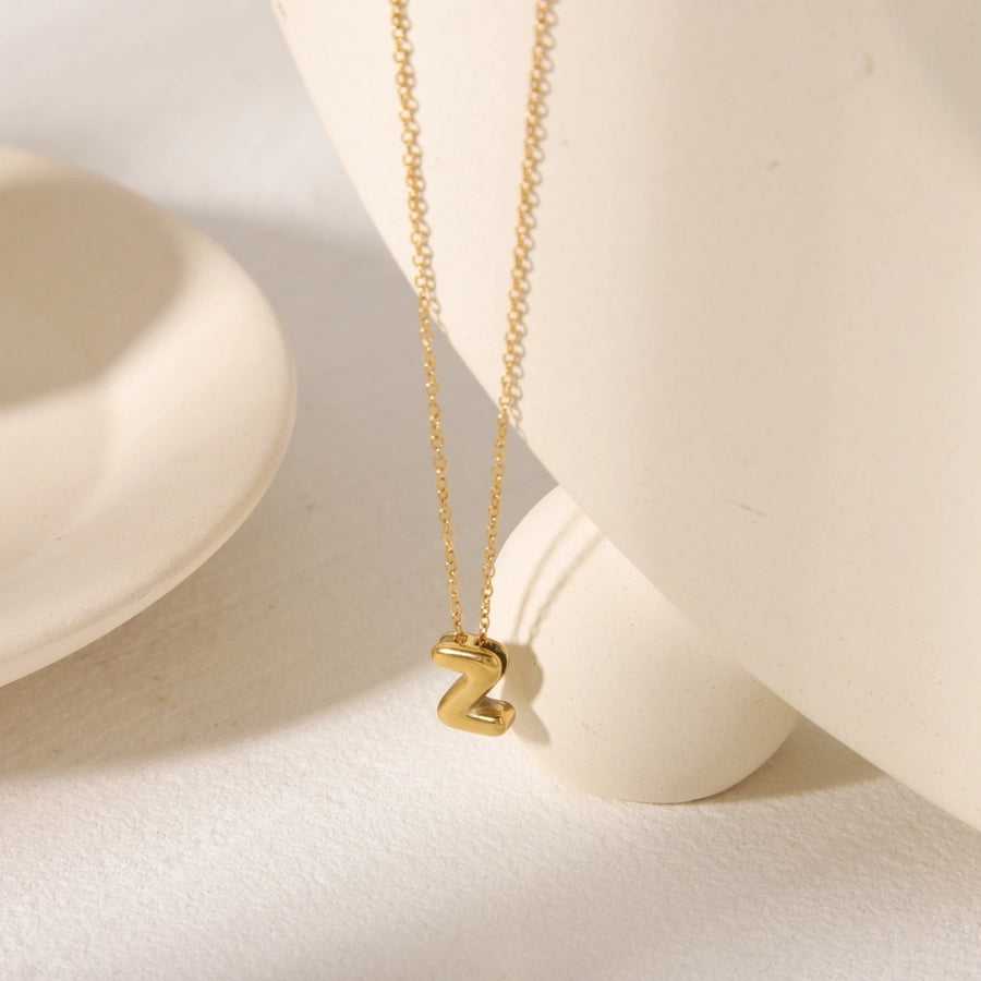 Gold Letter Pendant Necklace [304 Stainless Steel,18K Gold Plated]