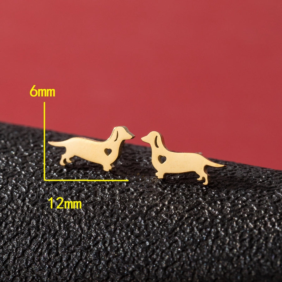 Dog Cat Ear Studs [304 Stainless Steel,18K Gold Plated]