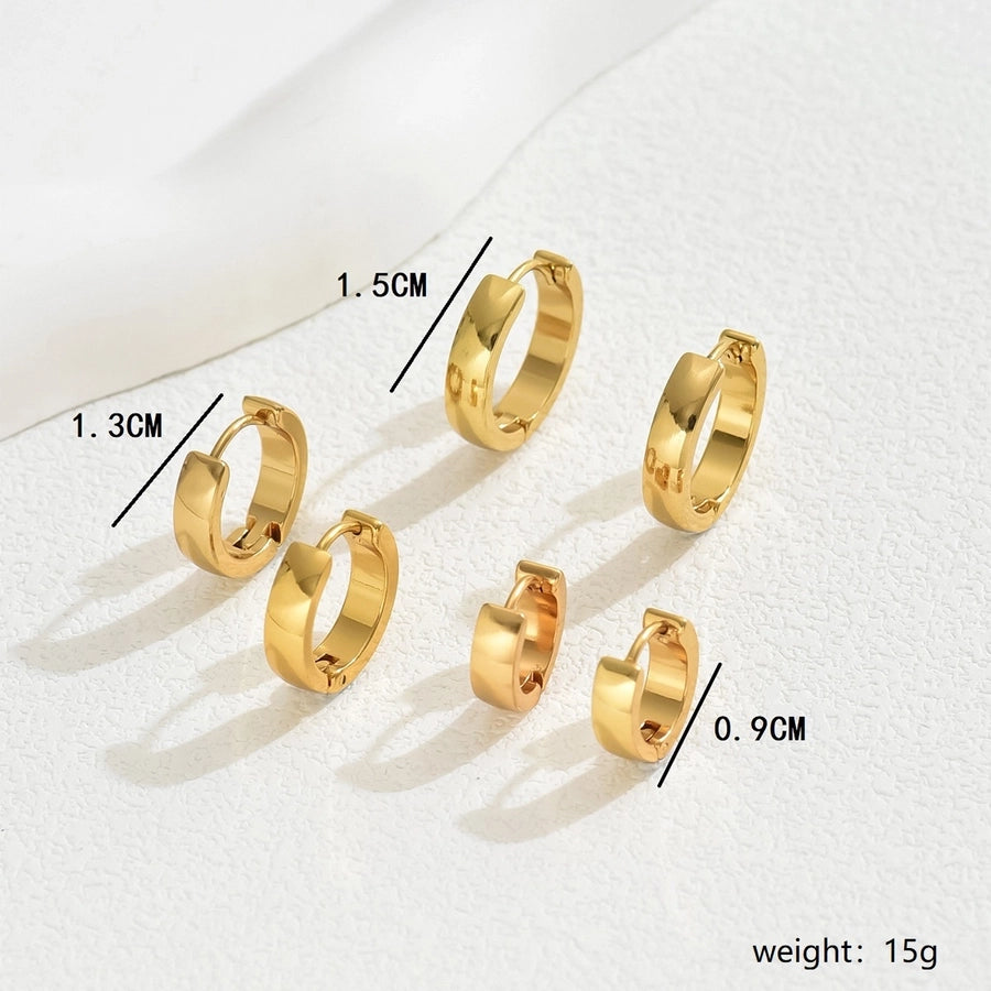 Three Pairs Hoop Earrings Set [201 Stainless Steel, 18K Gold Plated]