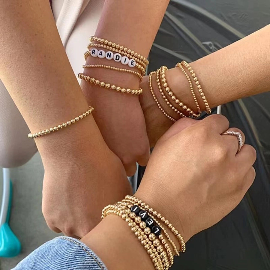 Bracciale a sfera di moda [acciaio inossidabile 304, oro 14K placcato]