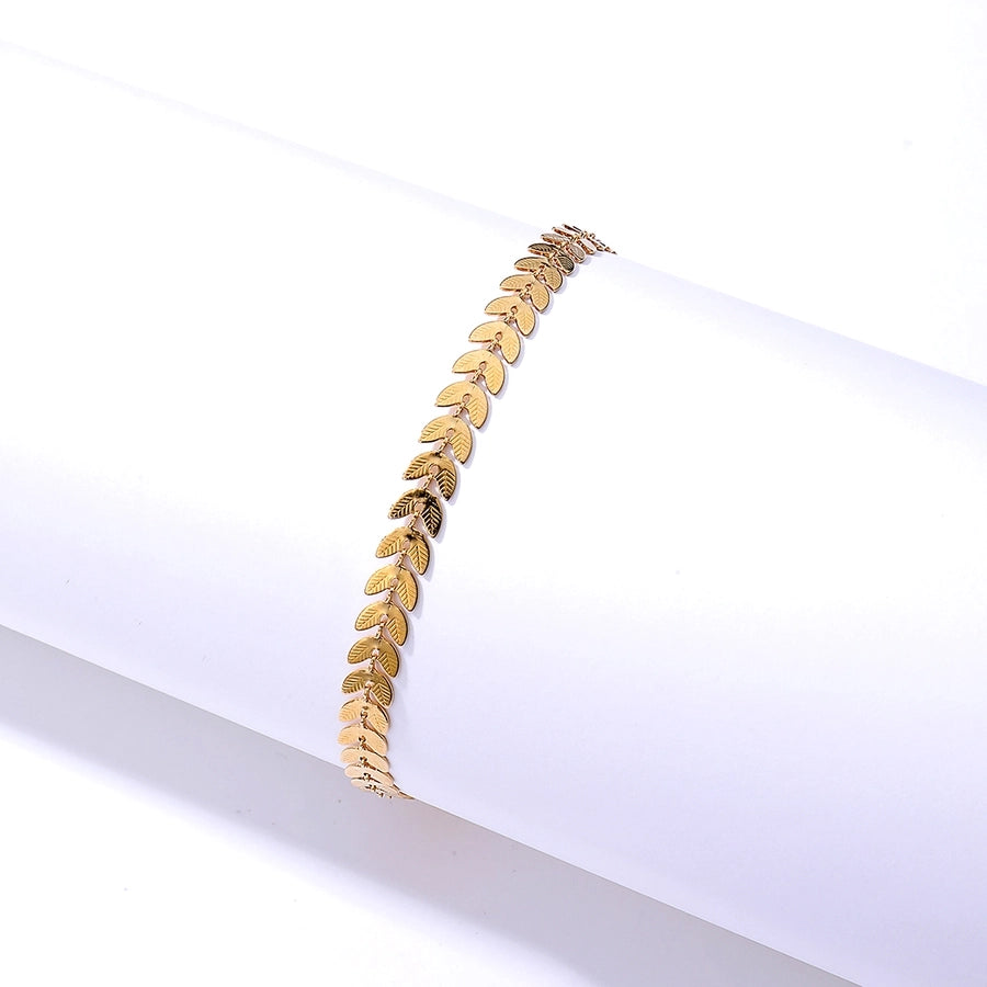 Leaf Anklet [201 Stainless Steel, 18K Gold Plated]