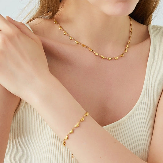 Bracelet / collier en forme de coeur complet [304 en acier inoxydable, 18 km plaqués]]