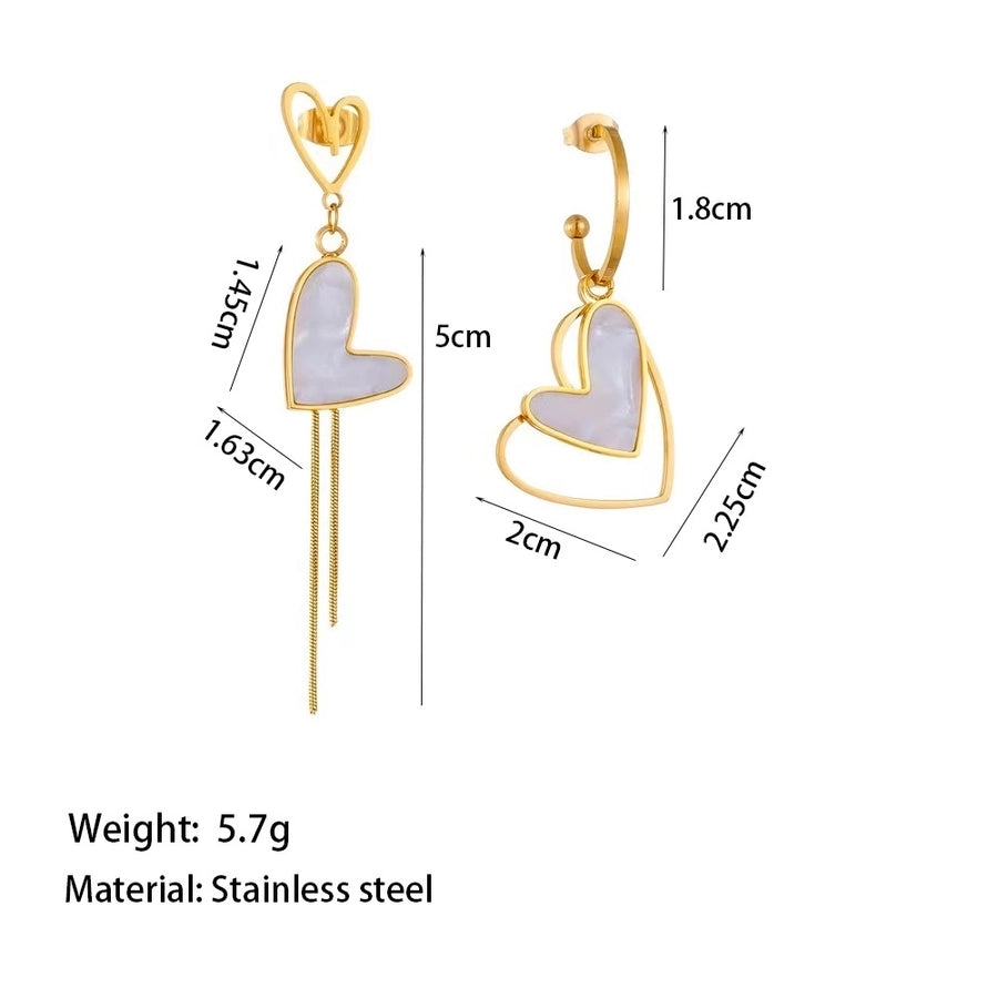 Heart Shape Acrylic 1Drop Earrings [304 Stainless Steel,18K Gold Plated]