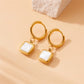 Square Oval Shell Drop Earrings [304 Stainless Steel,18K Gold Plated]