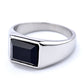 Retro Classic Style Square 304 Stainless Steel Inlay Artificial Gemstones Men'S Rings