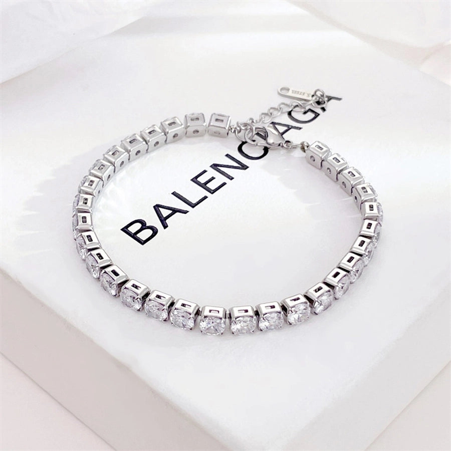 Round  Zircon Bracelet [304 Stainless Steel]