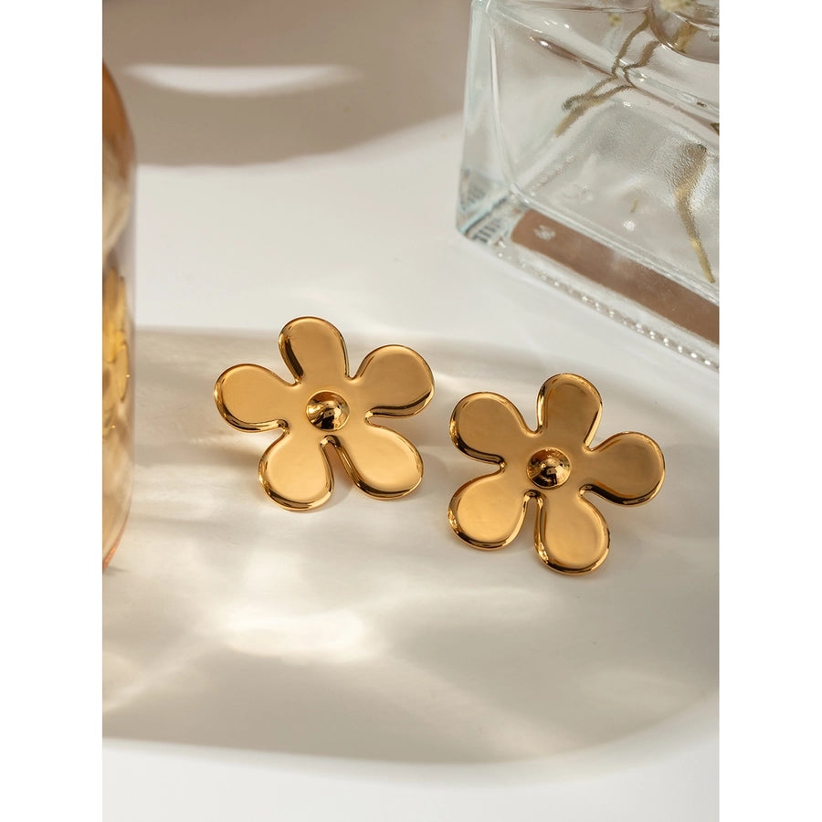 Flat Flower Earrings [304 Stainless Steel]