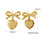 Heart Shape Bow Knot Earrings [304 Stainless Steel,14K Gold Plated]