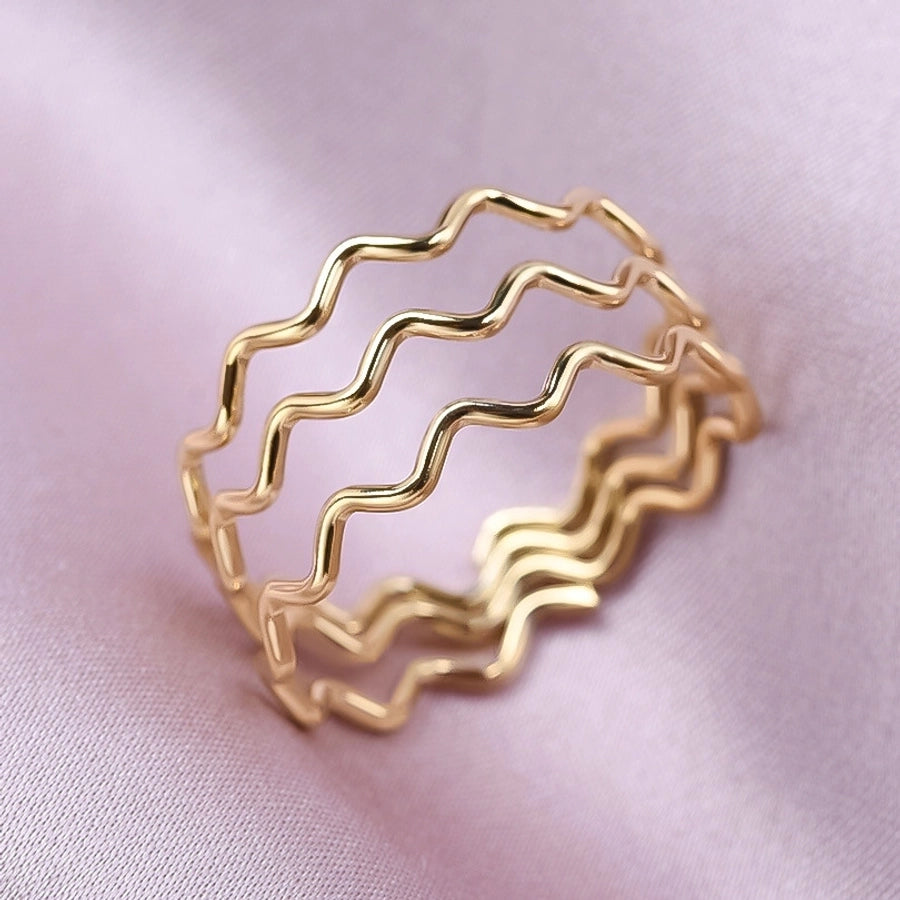 Multi Lines Ring [304 Stainless Steel, 18K Gold Plated]