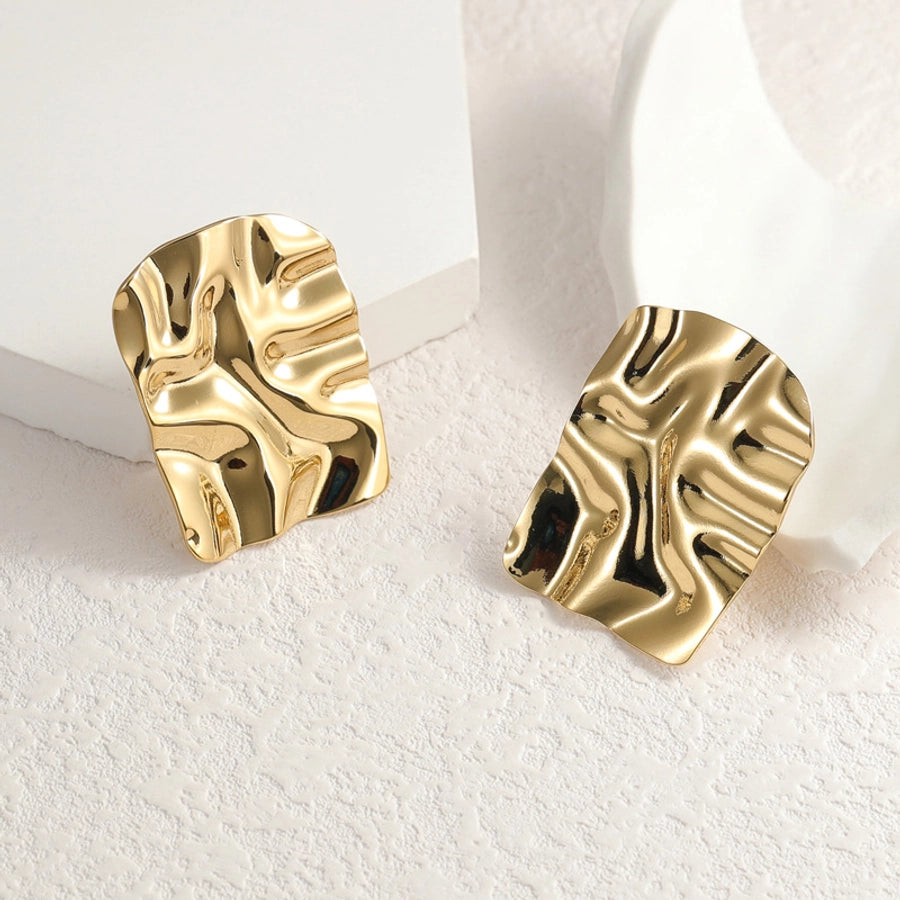 Irregular Frill Earrings [304 Stainless Steel,18K Gold Plated]