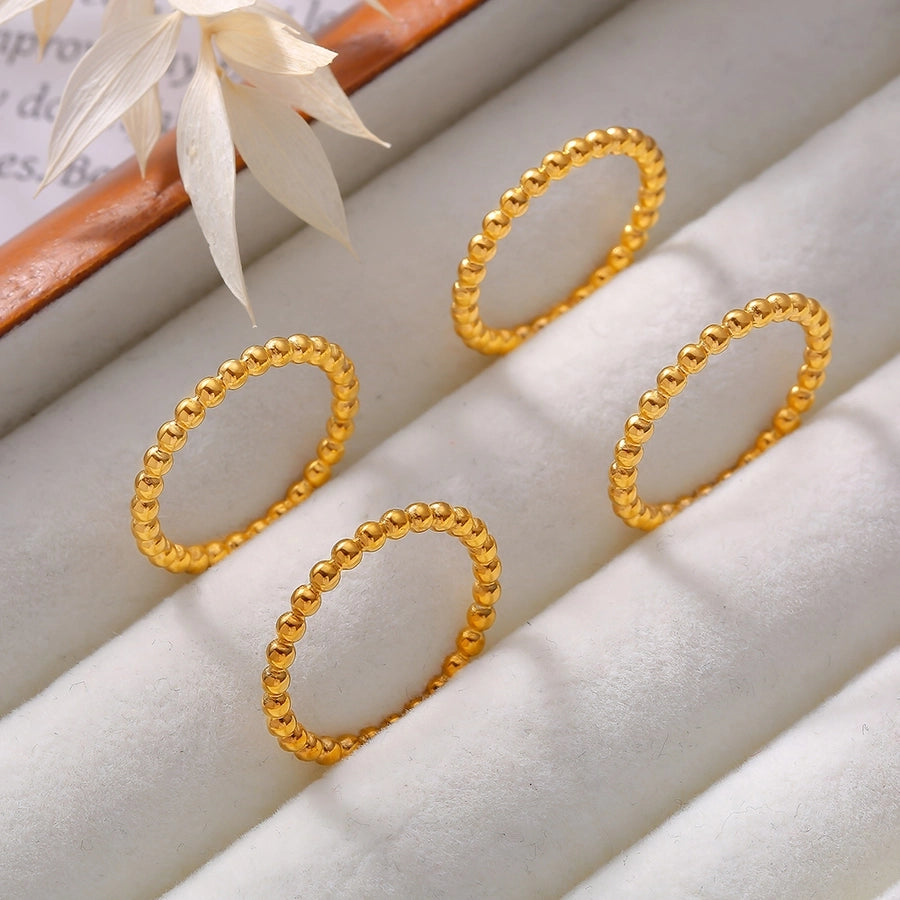 Round Bead Band Ring [304 Stainless Steel, 18K Gold Plated]