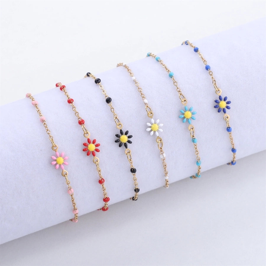 Bracelete de flores da margarida [304 aço inoxidável]