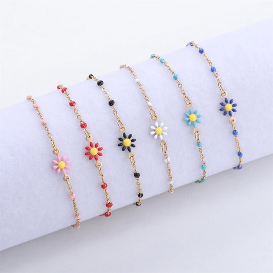 Bracelet de fleurs de marguerite [304 en acier inoxydable]