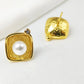 Square Pearl Earrings [304 Stainless Steel,18K Gold Plated]