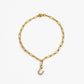 Letter Link Chain Anklet [316L Stainless Steel, 18K Gold Plated]