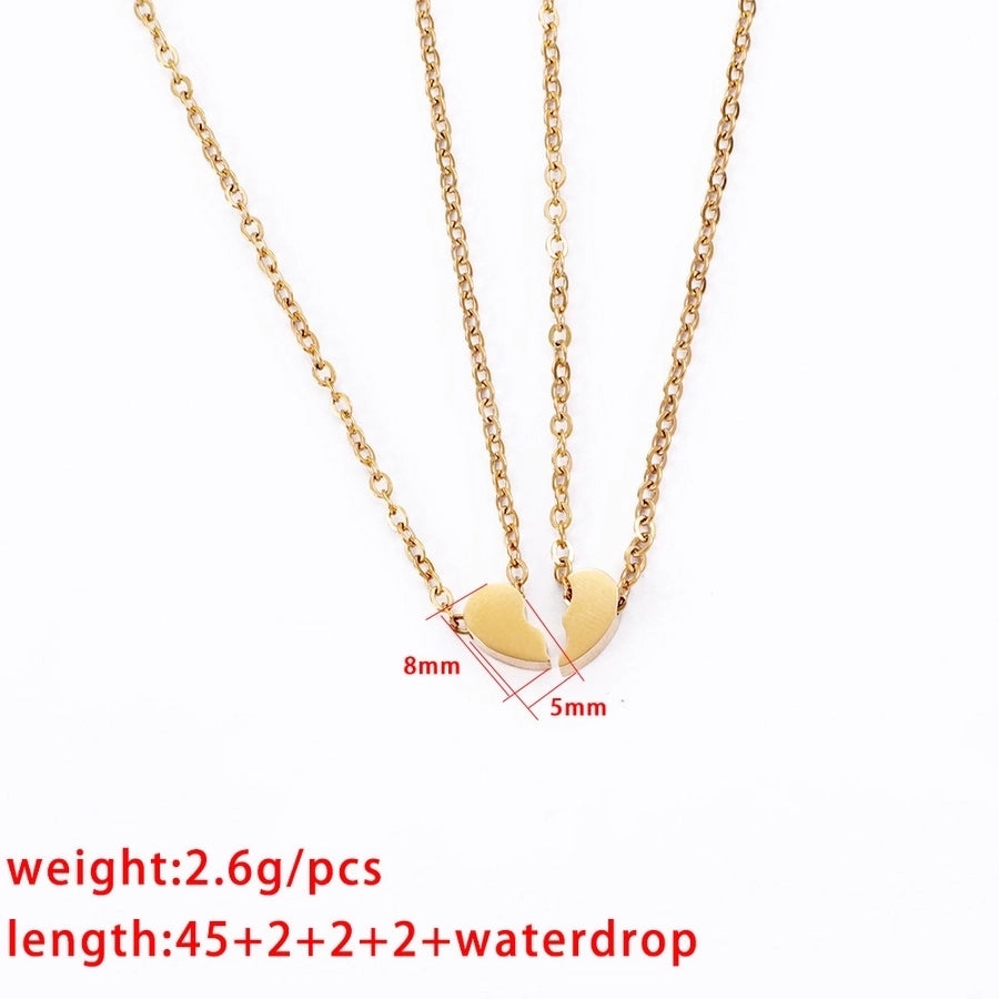 Half Heart Shape Necklace [304 Stainless Steel,18K Gold Plated]