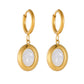 Square Oval Shell Drop Earrings [304 Stainless Steel,18K Gold Plated]