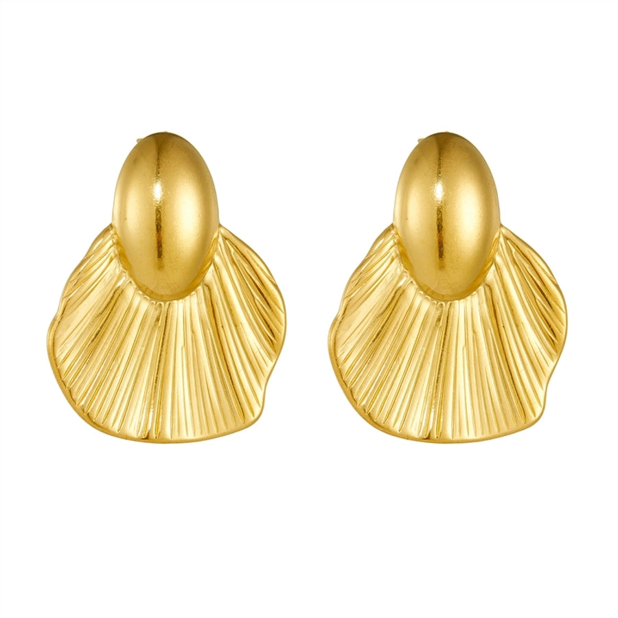 Sector Pleated Earrings [304 Stainless Steel,18K Gold Plated]