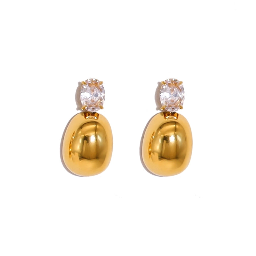 Water Droplets Zircon Earrings [304 Stainless Steel,18K Gold Plated]