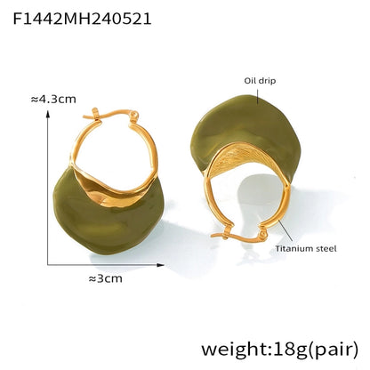 Retro Franse stijl tas emaille druppel oorbellen [304 roestvrij staal, 18K vergulde goud]