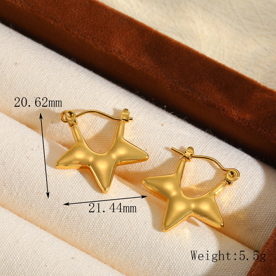 Heart Shape Star Earrings  [304 Stainless Steel,18K Gold Plated]